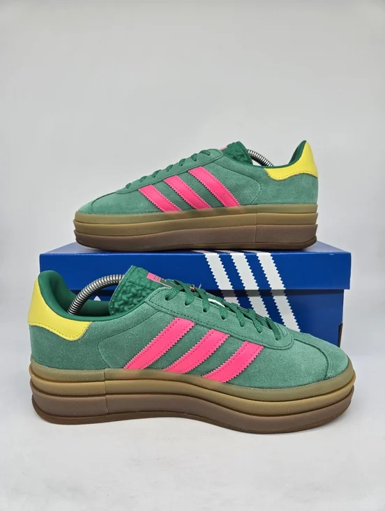 adidas Women's Gazelle Bold Court Green Lucid Pink Shoes Size 8.5 New - Picture 4 of 8
